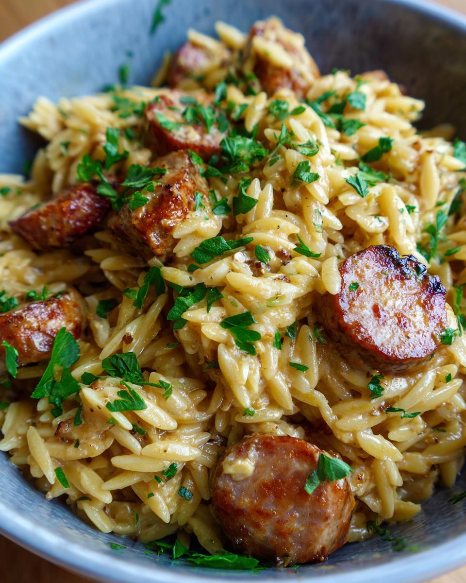 One-Pot Garlic Butter Sausage and Orzo Delight 5 One-Pot Garlic Butter Sausage and Orzo Delight - detail 1