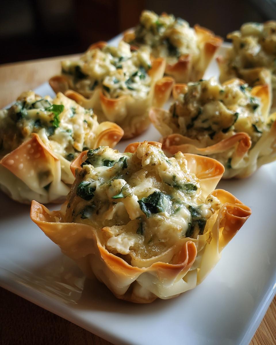 Amazing Spinach &amp; Artichoke Wonton Cups