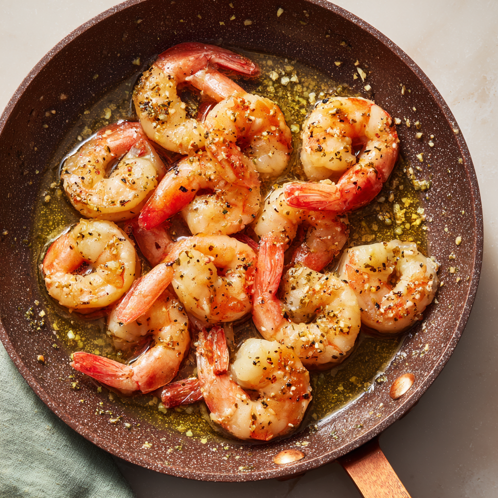 One-Pan Honey Garlic Shrimp & Rice: 1 Amazing Dinner 5 Shrimp seared in olive oil until pink before making honey garlic sauce.