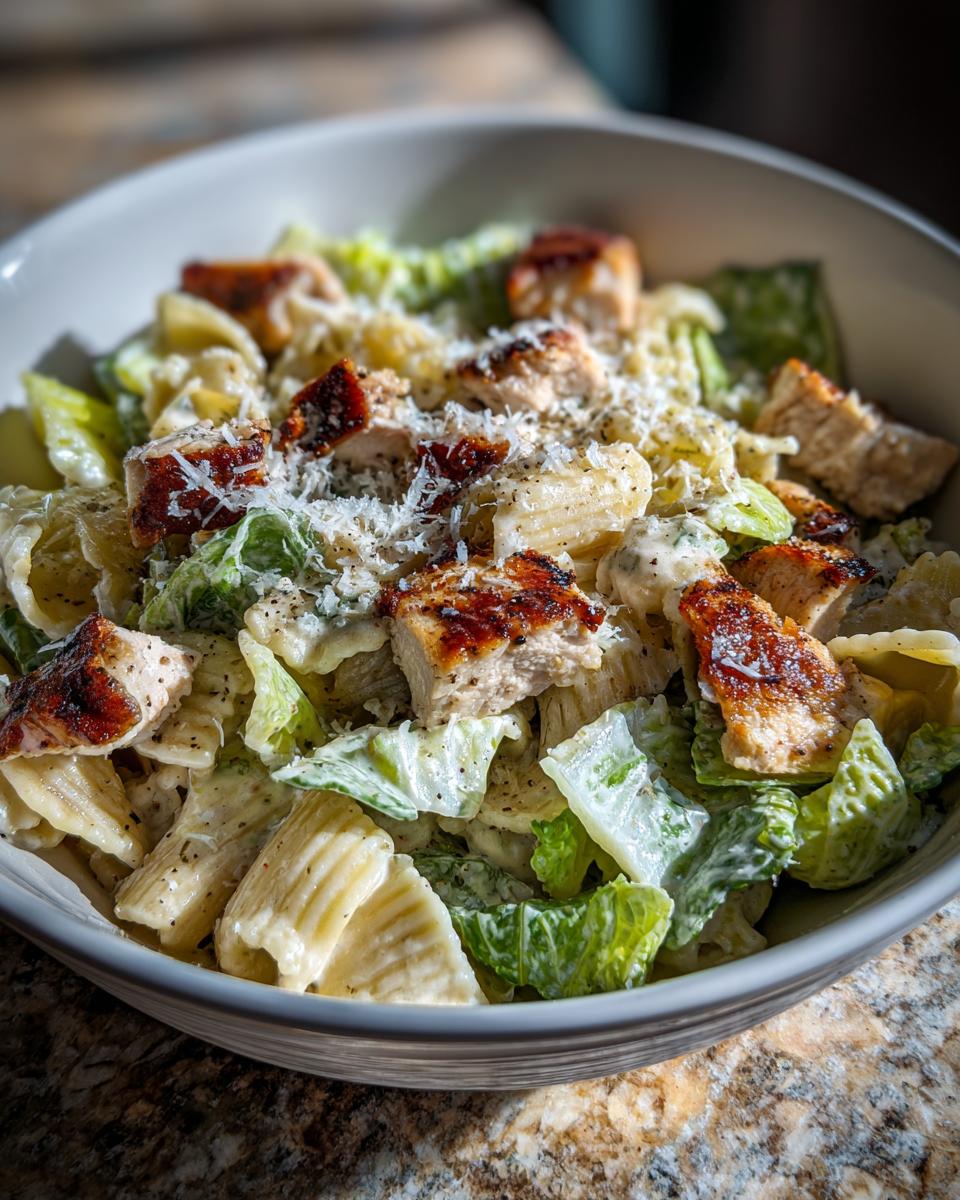 Amazing High-Protein Chicken Caesar Pasta Salad