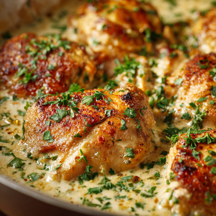 Easy Dinners Made Simple: Quick Dinner Ideas for Busy Nights 1 Cream cheese chicken in a creamy sauce topped with fresh herbs photographed in natural light