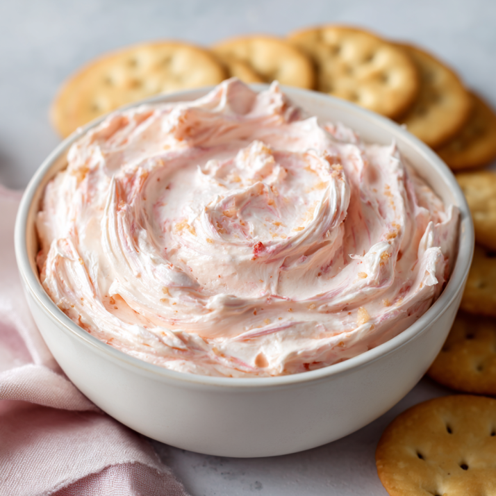 Holiday Appetizers, Dips & Party Boards: The Ultimate Guide to Crowd-Pleasers for Every Gathering 4 Creamy guava cream cheese dip with pink and white swirls photographed in natural light.