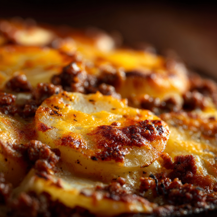 Cozy Family Dinners & One-Pot Meals: Easy Dinners Built Around Comfort Food and Family Favorites 2 Cheesy ground beef and potato casserole with golden baked cheese, a classic comfort food and easy family dinner