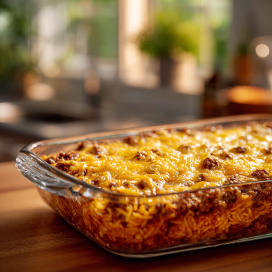 Cozy Family Dinners & One-Pot Meals: Easy Dinners Built Around Comfort Food and Family Favorites 1 Cheesy ground beef and rice casserole baked until golden brown, a classic comfort food and easy family dinner