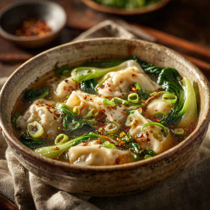 Cozy Family Dinners & One-Pot Meals: Easy Dinners Built Around Comfort Food and Family Favorites 7 Potsticker soup with dumplings and bok choy, a comforting one-pot meal for easy family dinners
