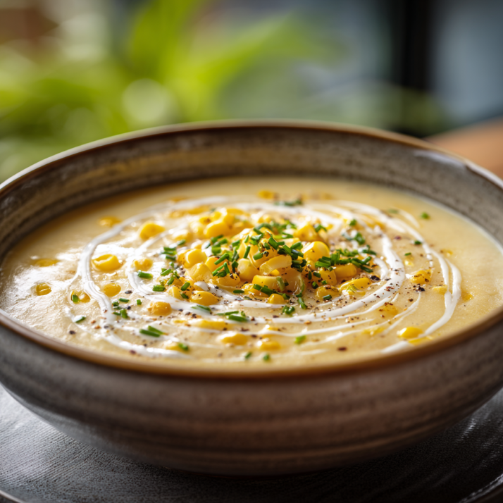 Cozy Family Dinners & One-Pot Meals: Easy Dinners Built Around Comfort Food and Family Favorites 5 Creamy corn chowder with sweet corn and fresh chives, a comforting one-pot meal for easy family dinners