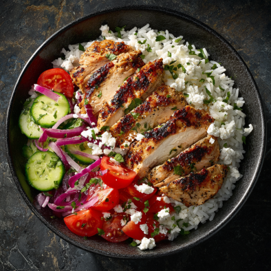 Greek chicken bowl clean eating high-protein meal