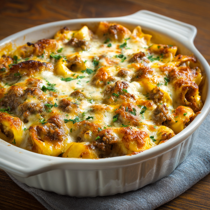 beefy tortellini bake casserole dinner