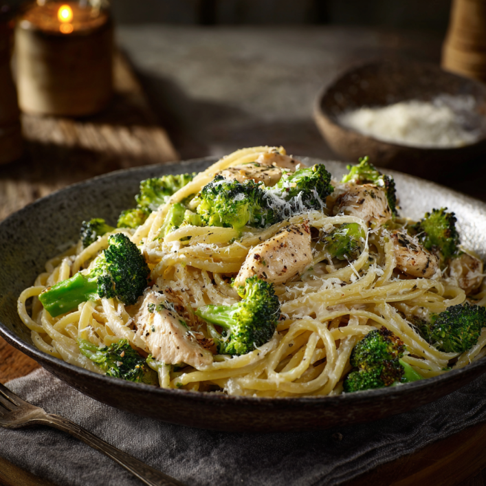Rotisserie chicken broccoli pasta high-protein meal
