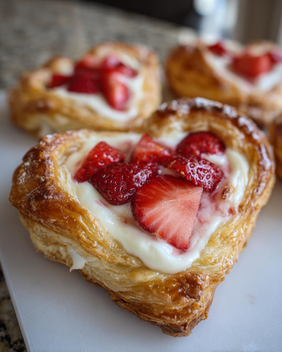 Delicious Strawberry Cream Cheese Heart Danishes for Valentine's Day Desserts - detail 1