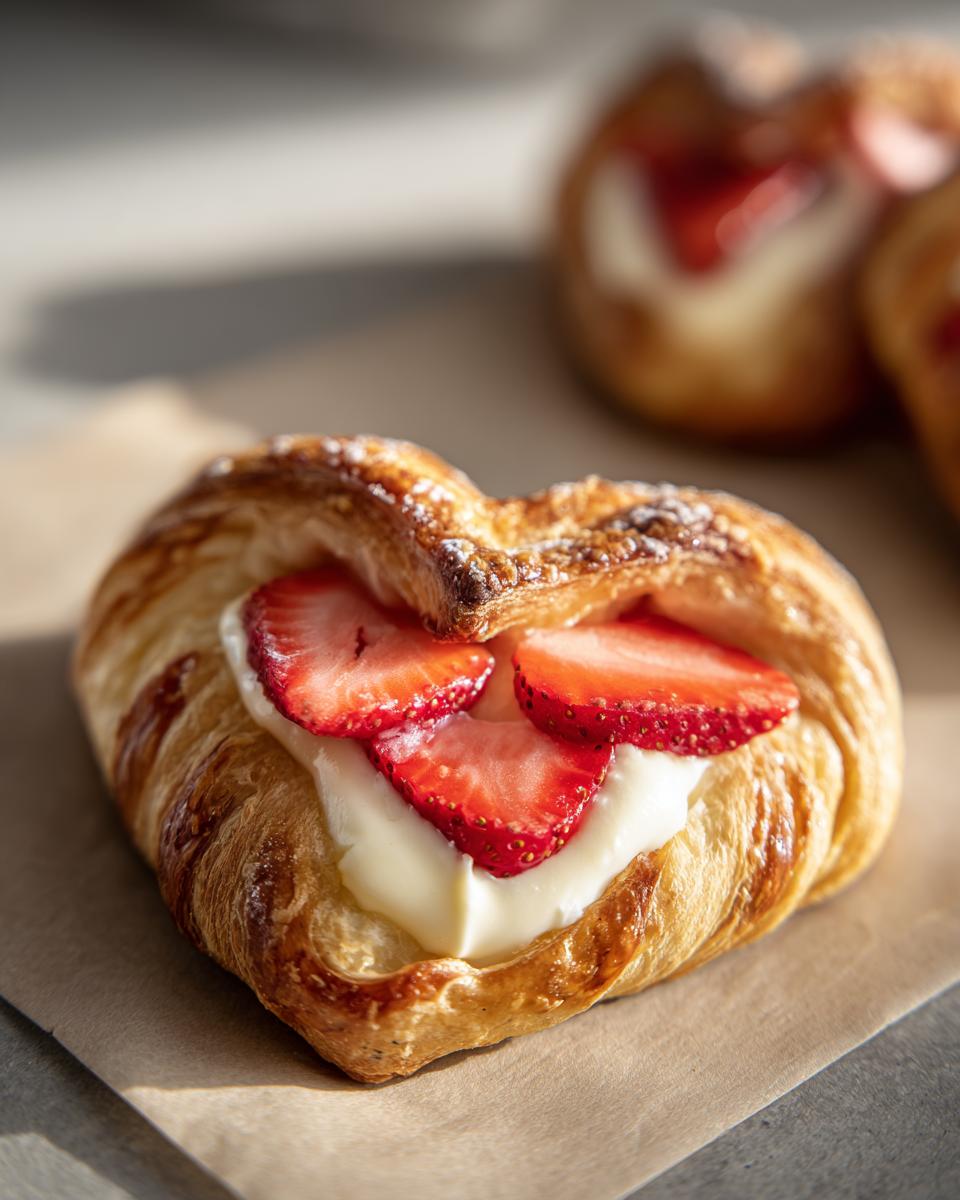 Delicious Strawberry Cream Cheese Heart Danishes for Valentine's Day Desserts - detail 2