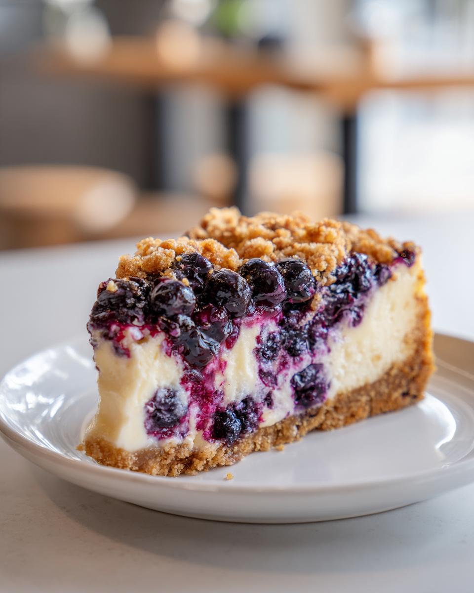 How to Make Blueberry Crumble Cheesecake | Blueberry Crumble Cheesecake Recipe | Julie Marie Eats - detail 1