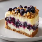 How to Make Blueberry Crumble Cheesecake | Blueberry Crumble Cheesecake Recipe | Julie Marie Eats