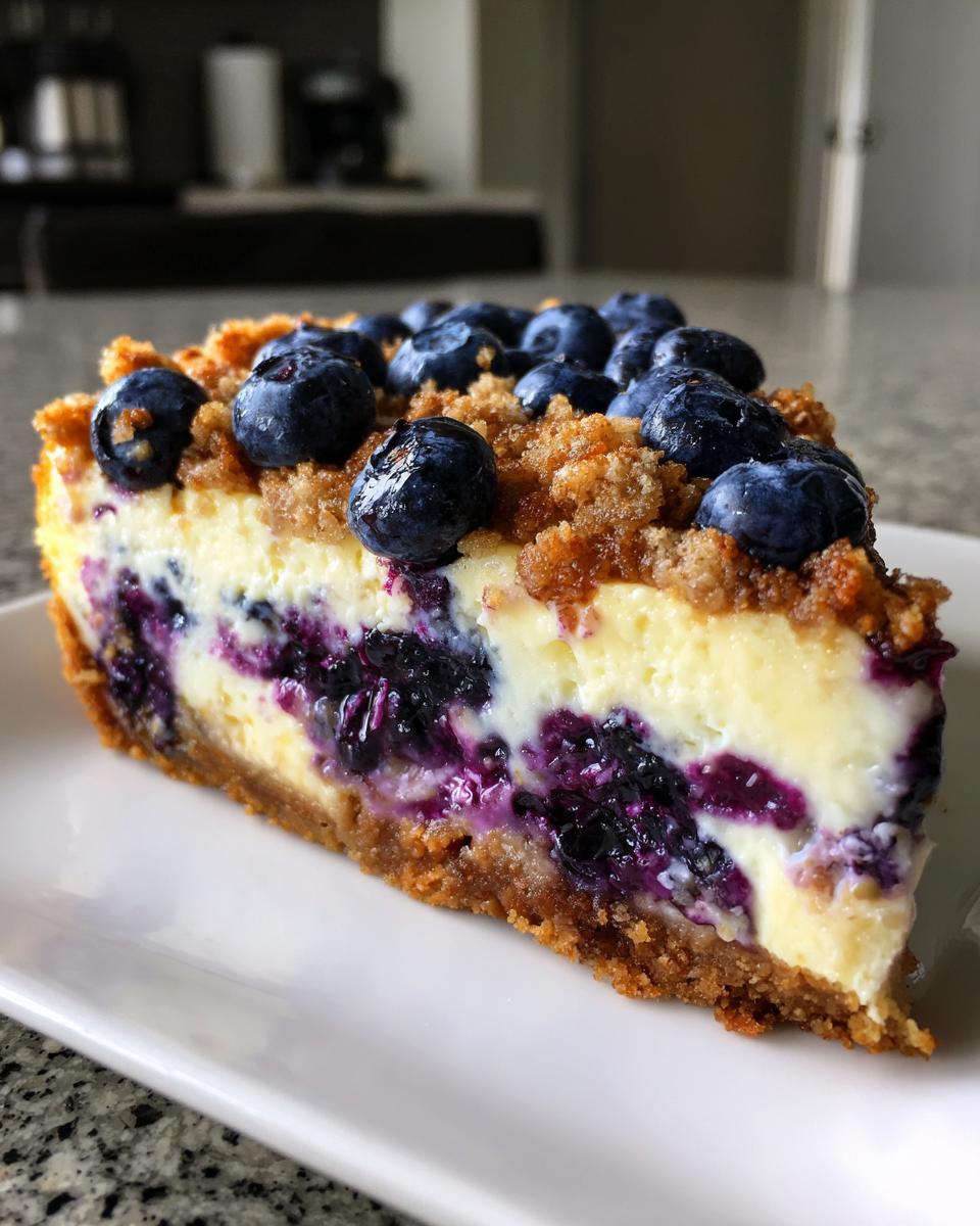 How to Make Blueberry Crumble Cheesecake | Blueberry Crumble Cheesecake Recipe | Julie Marie Eats - detail 2