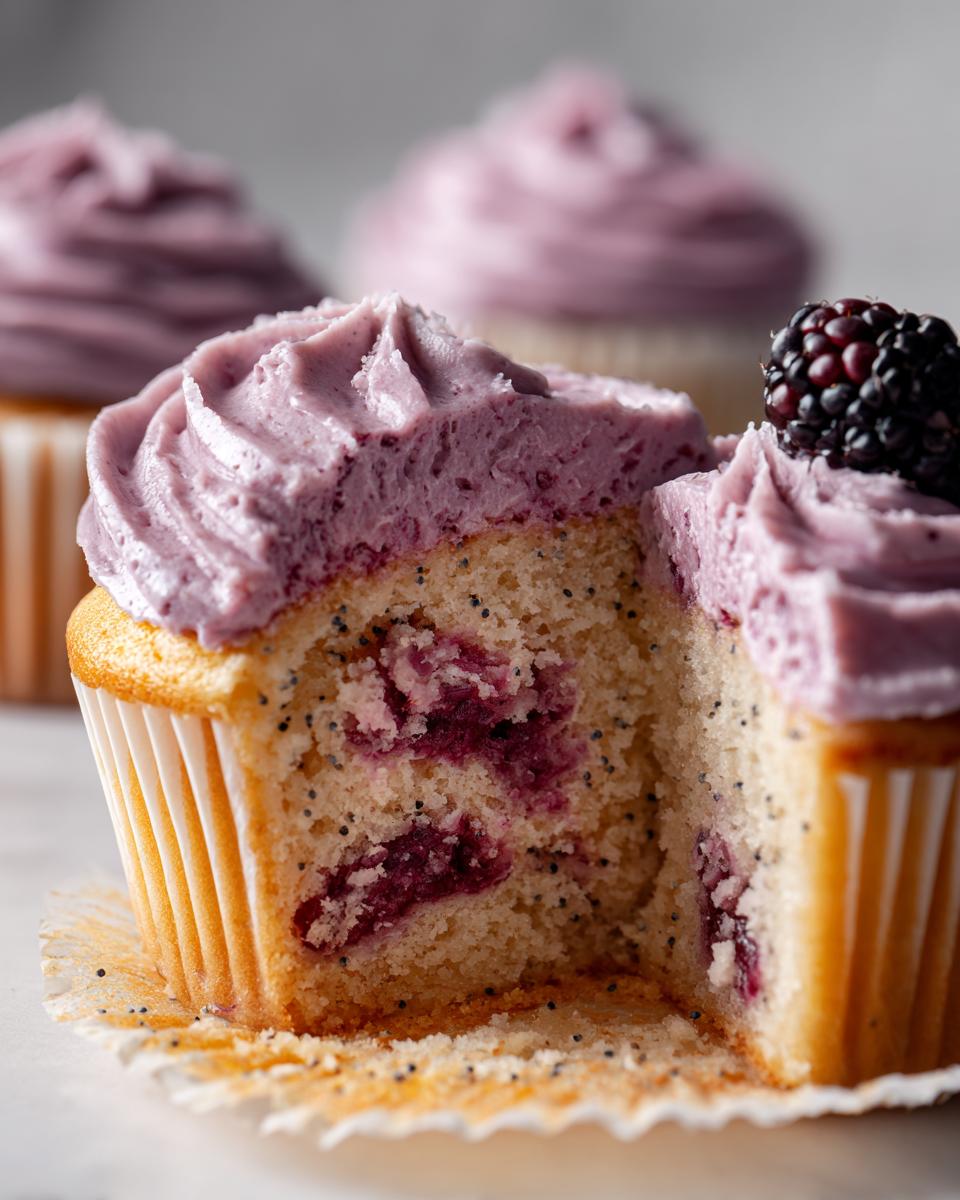 Amazing: 10 Reasons for *Lemon Poppy Seed Cupcakes*! 4 Lemon Poppy Seed Cupcakes with Blackberry Frosting - detail 1
