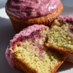 Lemon Poppy Seed Cupcakes with Blackberry Frosting