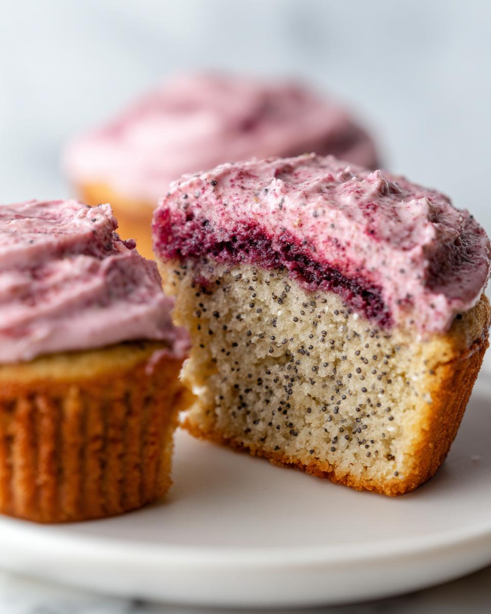 Amazing: 10 Reasons for *Lemon Poppy Seed Cupcakes*! 5 Lemon Poppy Seed Cupcakes with Blackberry Frosting - detail 2