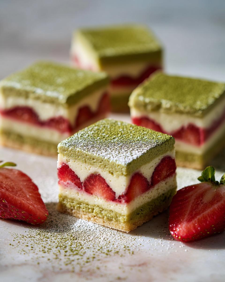 Matcha strawberry cream bars | Halicopter Away - detail 2