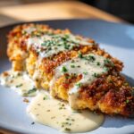 Parmesan Crusted Chicken with Creamy Garlic Sauce – Easy Family Dinner Recipe