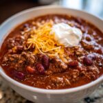 The Best Ever Chili Recipe, made with ground beef, beans and the perfect mix of chili spices.