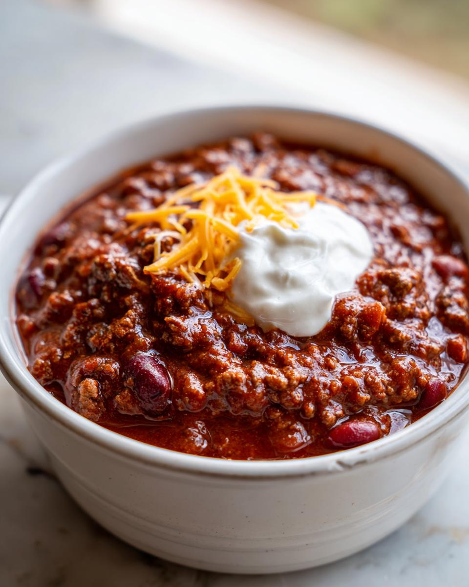 The Best Ever Chili Recipe, made with ground beef, beans and the perfect mix of chili spices. - detail 2